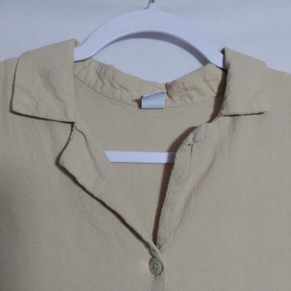 Twik Natural Neutral Babydoll Linen Casual Tan Button-Up Dress Size Small - Picture 3 of 8